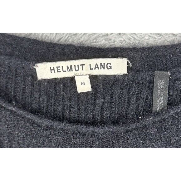 Helmut Lang Tie Dye Crew Neck Long Sleeve 100% Cashmere Sweater Top Size M Black - Picture 2 of 6